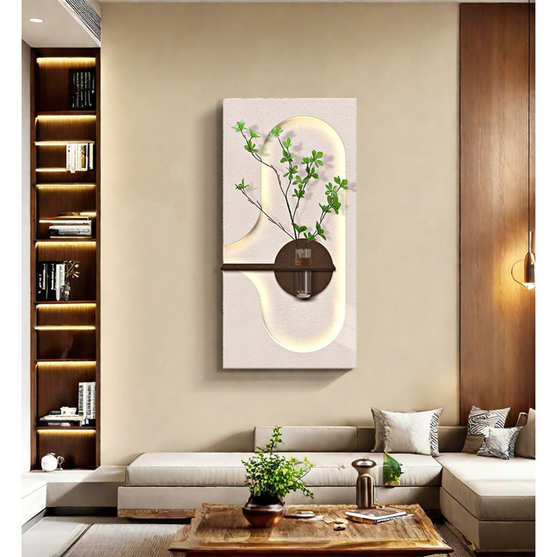 Décoration murale vase en grès de style crème, H 47,24 po x l 23,62 po x P 1,18 po