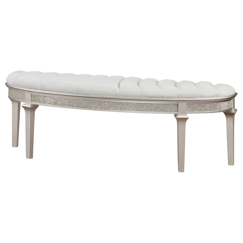 Keymari Curved Fabric Upholstered Bench Silver Oak