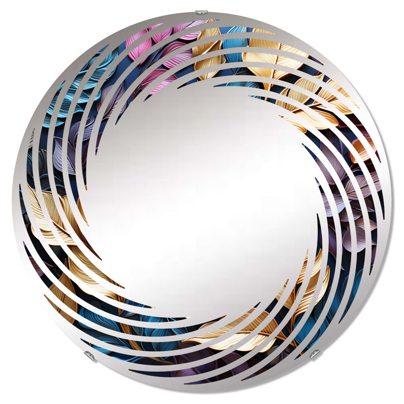 Miroir mural spirale doré et doré en feuilles d'hiver II - MIR114779, 31,4 po x 31,4 po
