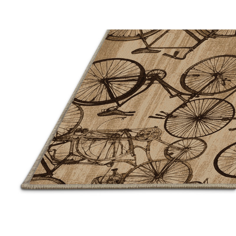 Tapis beige lavable à la machine, Rond 6 pi