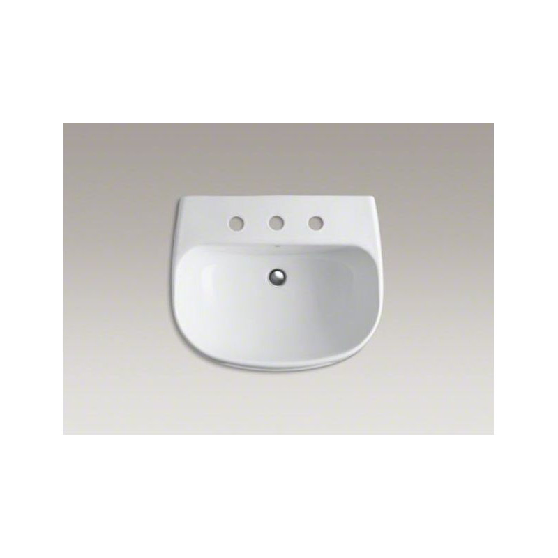 Wellworth Ceramic Pedestal Bathroom Sink with Overflow, 4" Centers, Timberline