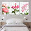 Reproduction botanique moderne sur toile tendue avec pivoines roses et orchidées roses (ensemble de 3)-1761452566
