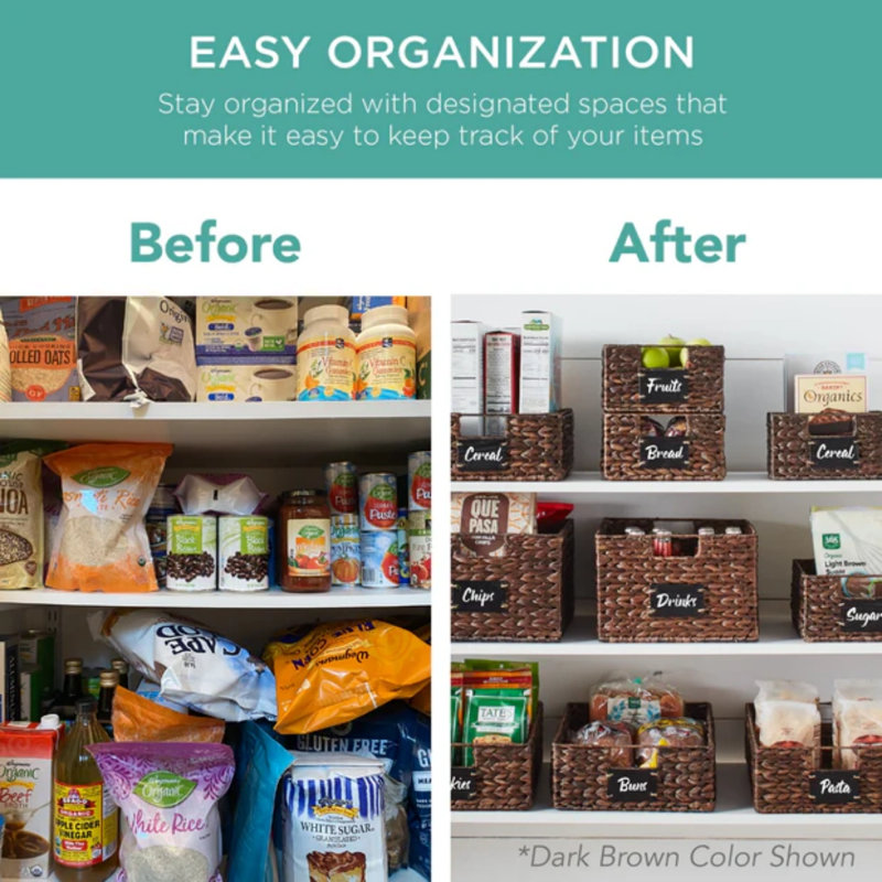 Pantry Baskets, 5" H x 12" W x 13" D, Chestnut