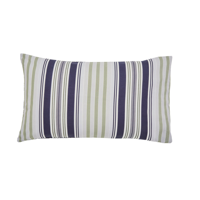 Beach House Stripe Cotton Duvet Cover Set, Super King Duvet Cover + 2 Pillowcases, Green