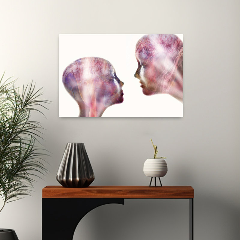 Esprits connectés - Affiche murale abstraite et éthérée contemporaine, 16" H x 24" W