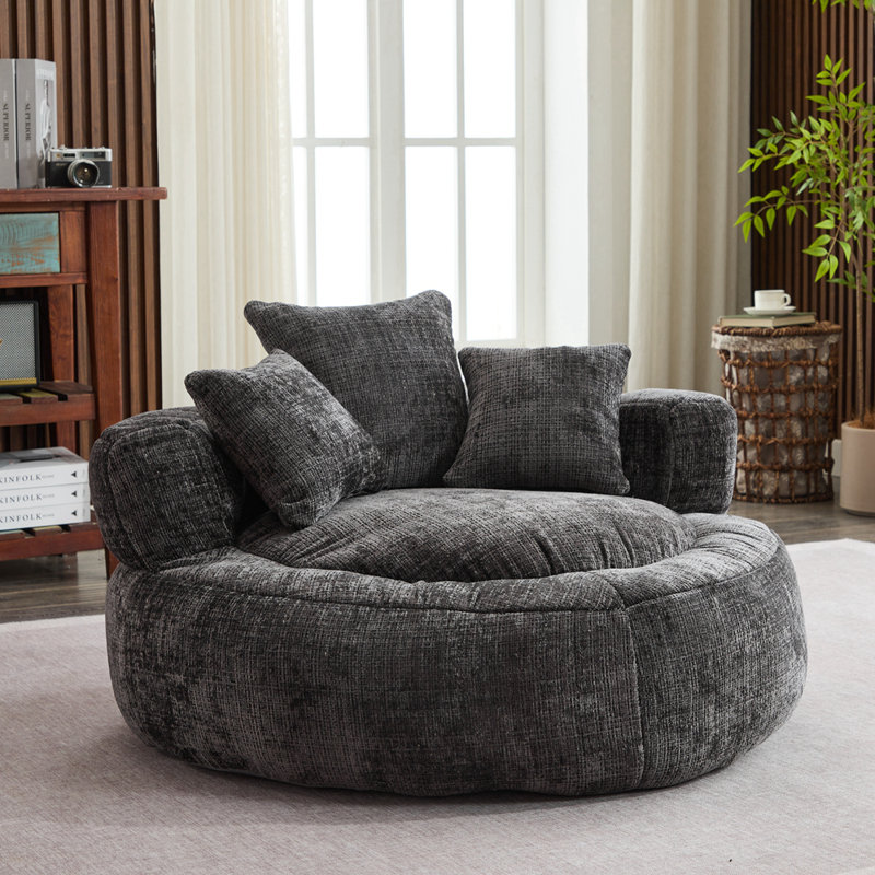 Bean Bag Lazy Sofa with Ultra Soft Chenille Cover, Black