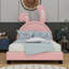Lit plateforme tapissier en cuir avec ornement en forme de lapin-902145613-902145611