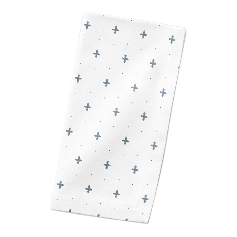 Cotton Geometric Rectangle Napkin, Blue/White