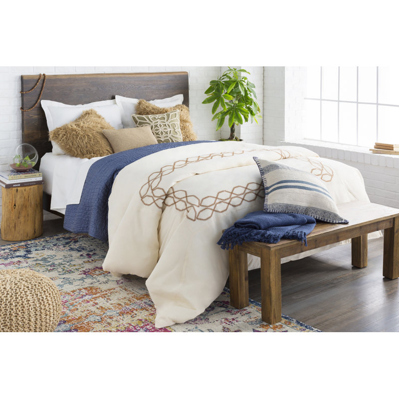 Afia Cotton Blend Geometric Sham Set, Standard, Lavender/White