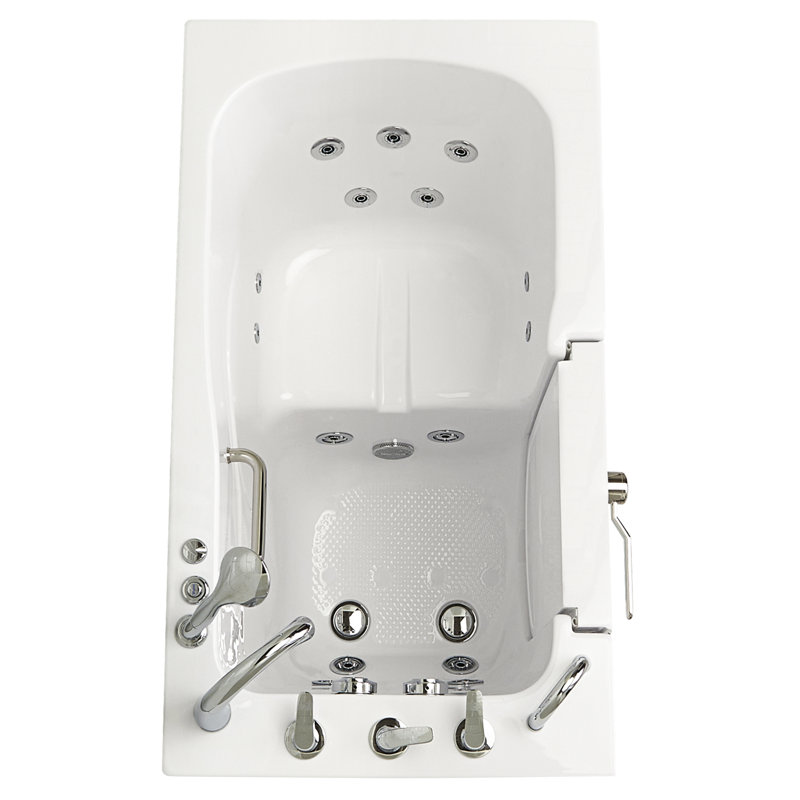 Ella Capri 30"x52" Acrylic Hydro Massage Walk-In Bathtub with Left Outward Swing Door, Heated Seat, 5 Piece Fast Fill Faucet, 2" Dual Drain