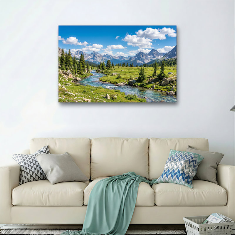 «Mountain Stream», ensemble de 1 reproduction d'art sur toile, H 36 po x l 48 po, Toile tendue