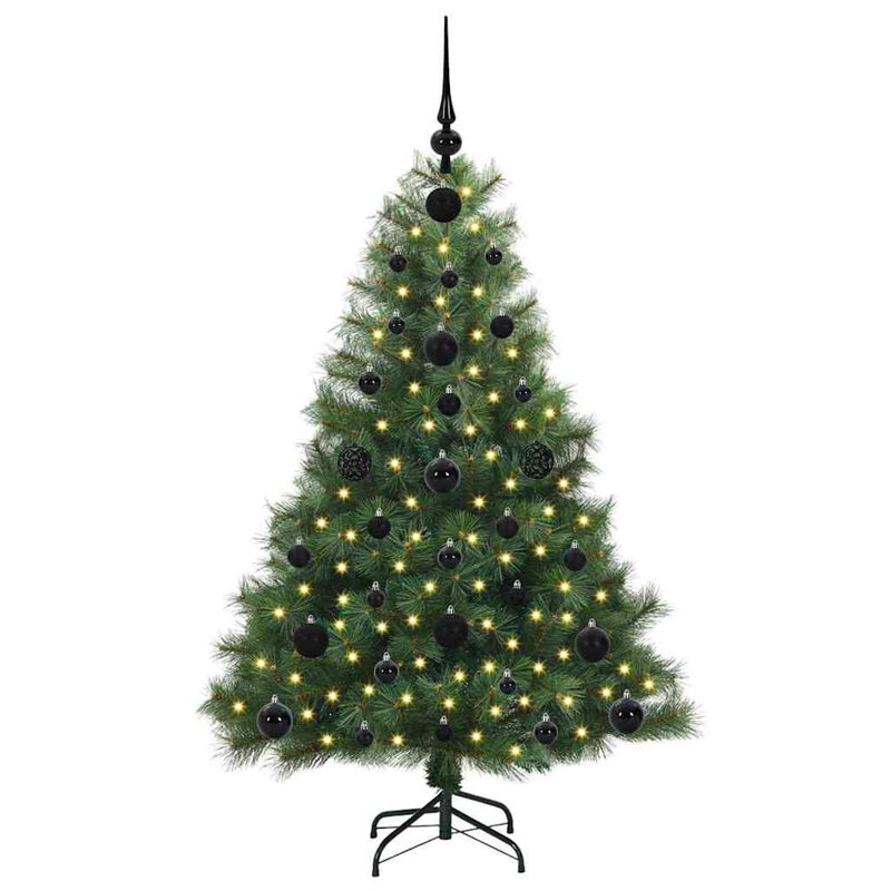  Artificial Christmas Tree with 150 LEDs Green PE and PVC, Black, 3.94' H