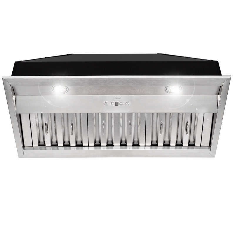 Hotte intégrée de 36 pouces avec hotte intégrée et silencieuse à conduit d'aspiration en acier inoxydable de 36 pouces avec lumières DEL à intensité variable, 600 CFP à 3 vitesses