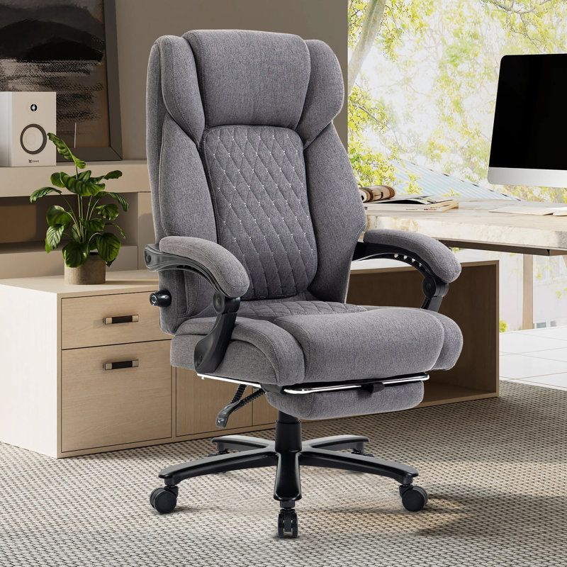 Brayden Studio Executive Chair with Headrest, Fabric, Gray