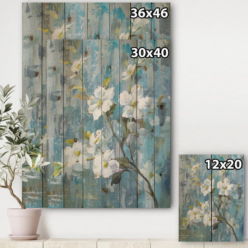Pastel Magnolia II - impression florale et botanique sur bois de pin naturel, H 40 po x l 30 po x P 1,5 po