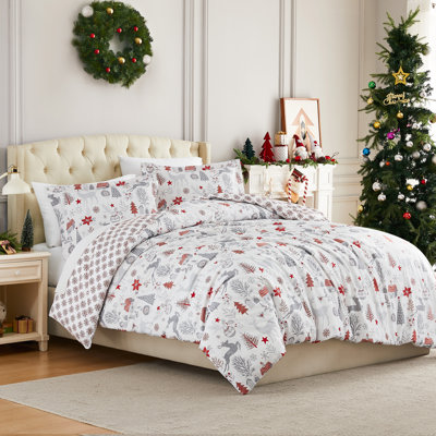 Ensemble de housse de couette réversible Holly Jolly