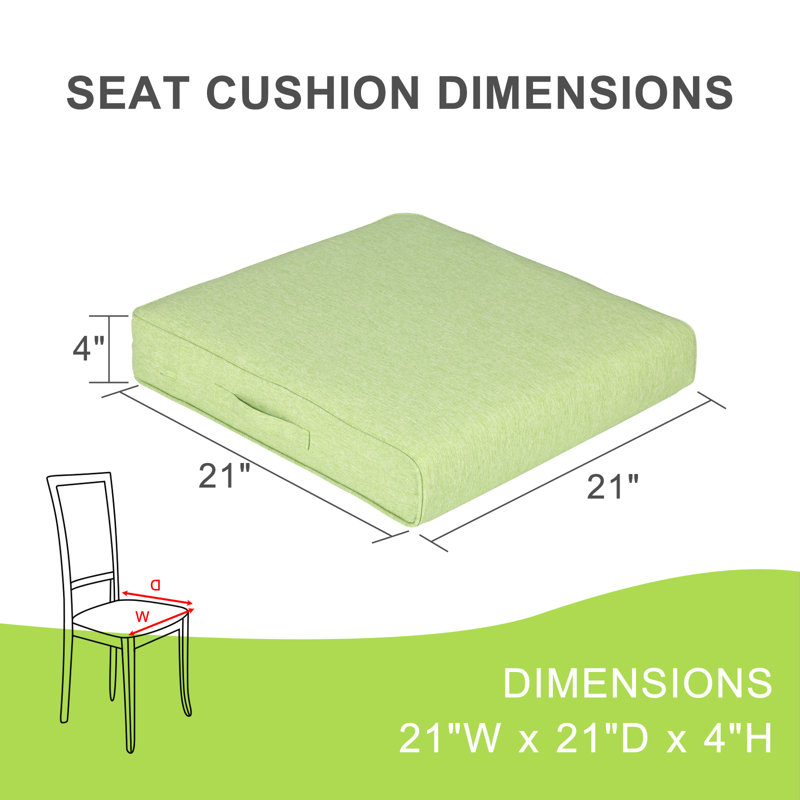 Aoodor Patio Chair Cushions Set, Meadow Green, 21" W x 21" D