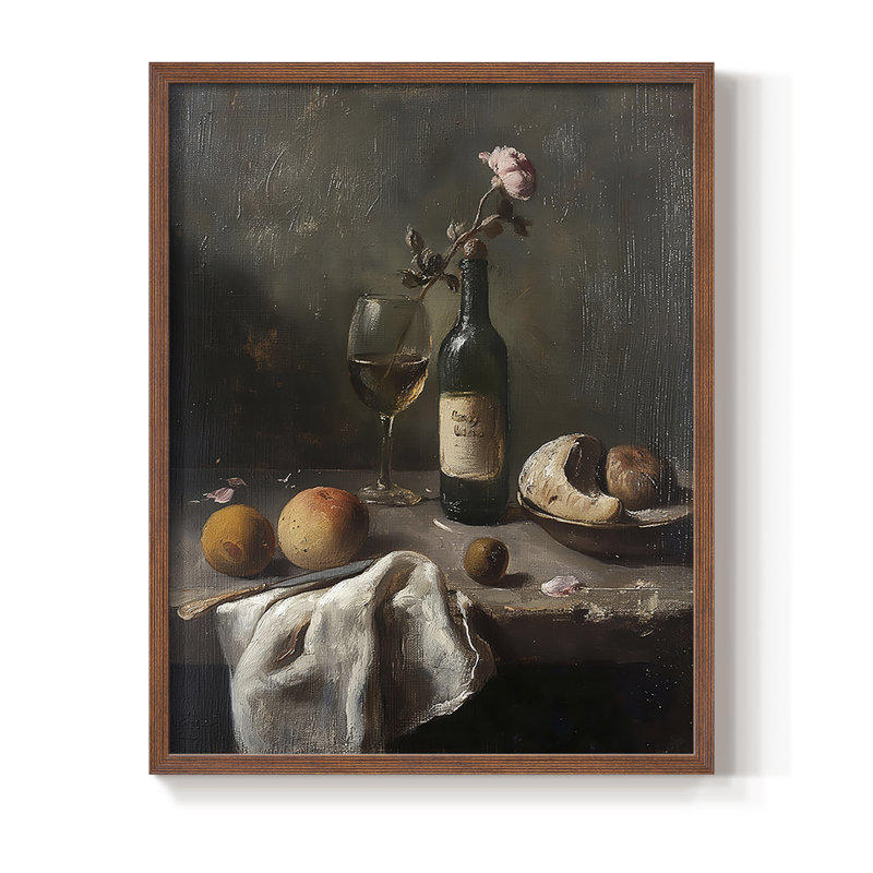 Reproduction encadrée FLORAL Series DCCxxv - bois massif, H 11 po x l 9 po, Noyer