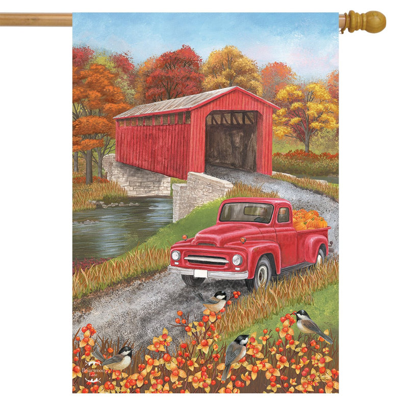 Autumn Bridge House Flag
