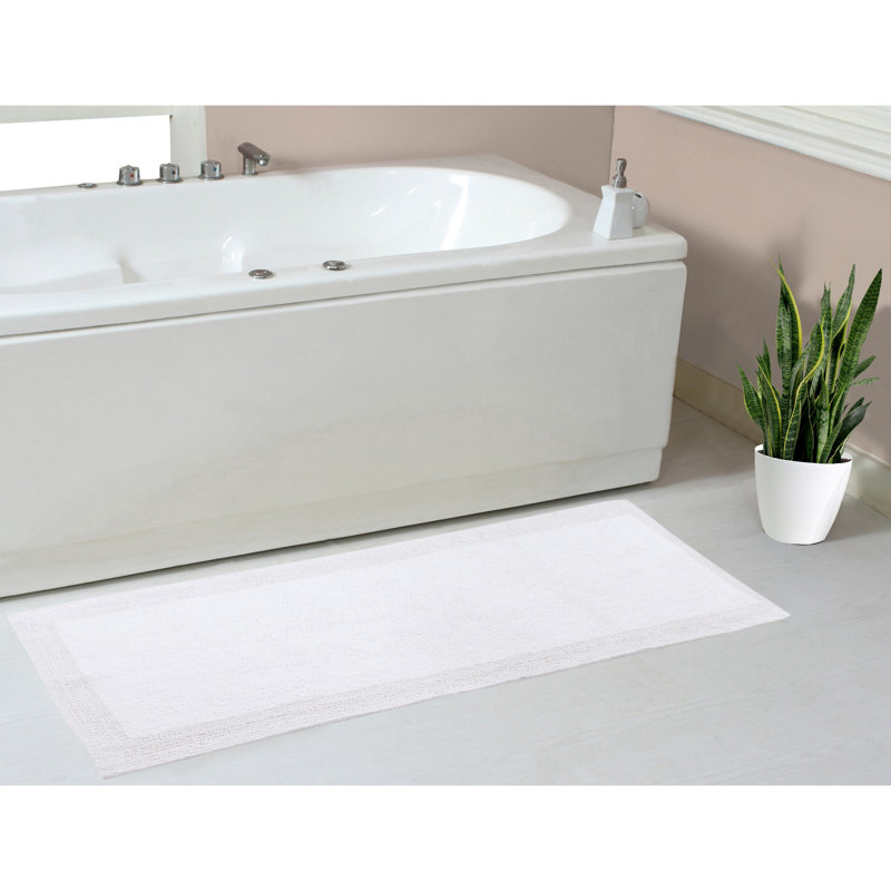 Tapis de bain réversible de couleur unie BRUSS, Blanc, L 21 po x L 54 po