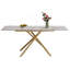 Table de salle à manger 59 pouces rectangulaire moderne extensible avec rallonge rétractable, plateau en pierre frittée et base en X en acier au carbone, table robuste pour 4 à 6 personnes pour petits appartements, cuisine, salle à manger-1285878867