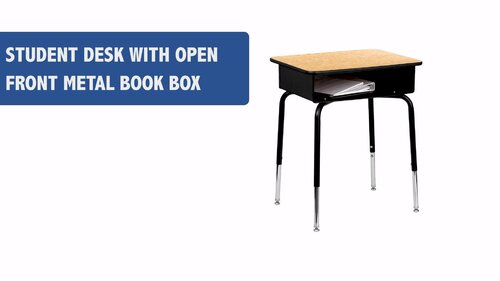 Flash Furniture Student Desk with Open Front Metal Book Box, Black