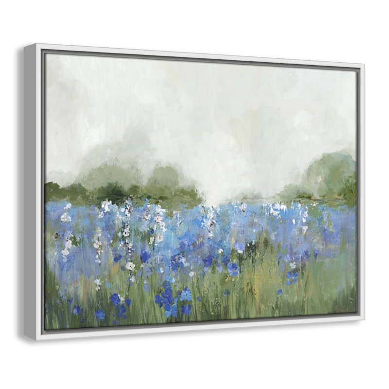 Meadows Bluebels Field " Meadows Bluebells Field " by Allison Pearce, 19.5" H x 25.5" W x 2" D, White Framed