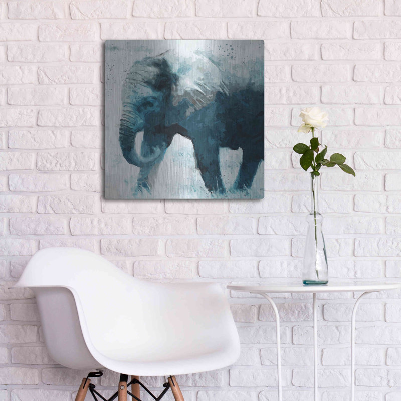 «Elephant» par Linda Woods sur métal, H 24 po x l 24 po