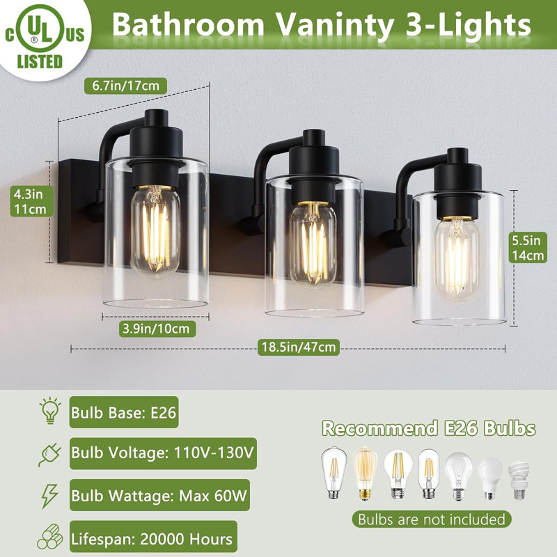 Éclairage pour salle de bain 3 lumières DEL Haglund
