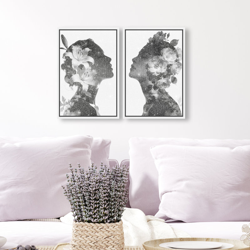 Nocturne Bloom Set Set by Oliver Gal, 16" H x 11" W, White Floater Frame