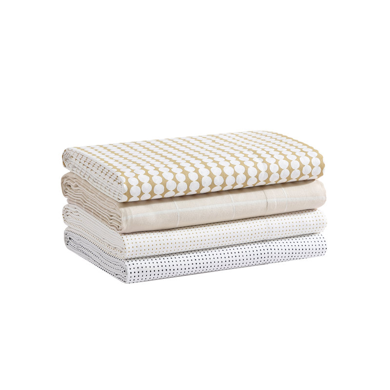 Marimekko Printed Organic Cotton Percale Sheet Sets, Navy Geometric, Queen Sheet Set with 2 Pillowcases