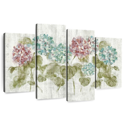Harnek, rangée vibrante d'hortensias sur bois
