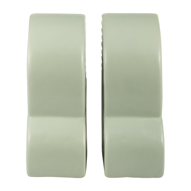 Green Arch-Shaped Ceramic Bookends Set of 2