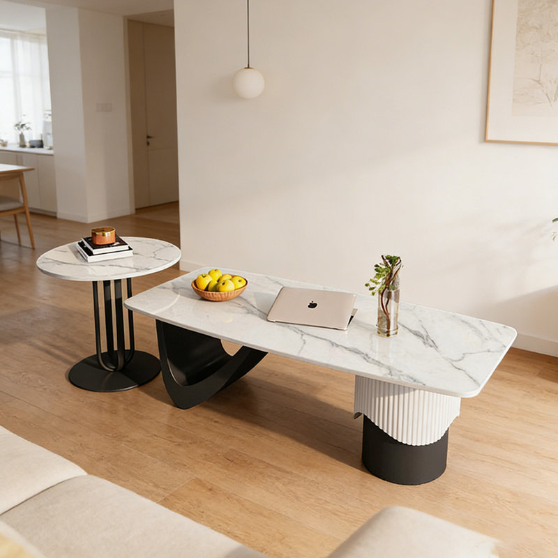 Ensemble de tables basses Modern Modern, Blanc / gris clair