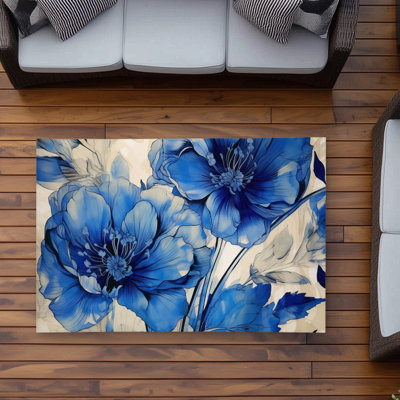 Flooded Flowers Outdoor Area Rug | Illustrative Home Decor