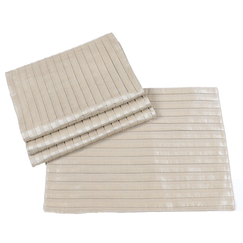 Polyester Striped Rectangle Placemat, Gold