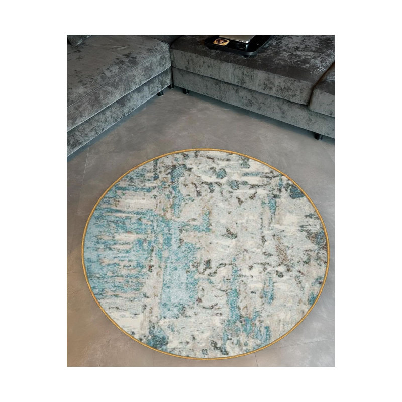 Tapis rond rond lavable à la machine, Sous-tapis rond 2 pi 8 po inclus