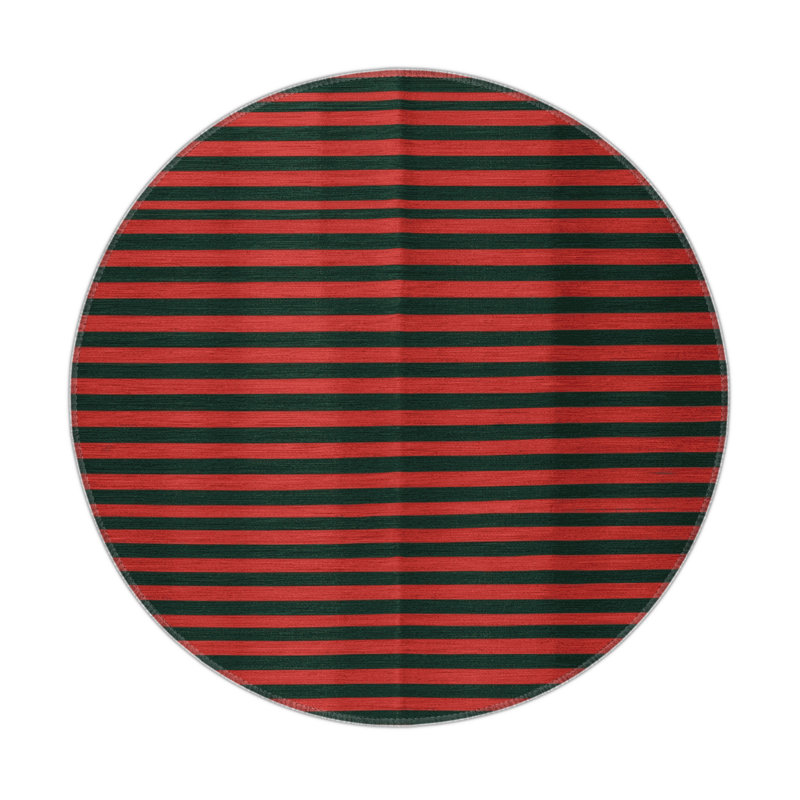 Tapis intérieur / extérieur brun HorizontalStripes, Rond 5 pi
