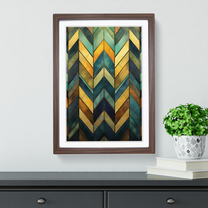 Chevrons Nouveau 1 Piece Single Picture Frame Wall Art, 64cm H x 46cm W x 2cm D, Walnut Framed