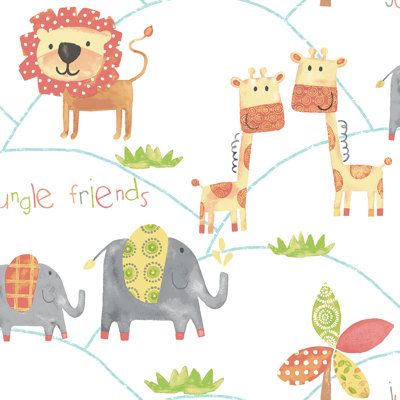 Just 4 Kids 2 Jungle Friends 33' L x 21" W Wallpaper Roll