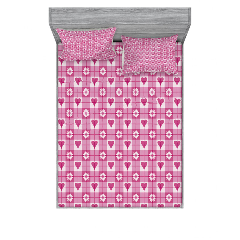 Ensemble de draps en cœurs pour enfants, Ensemble de drap pour grand lit avec drap-housse