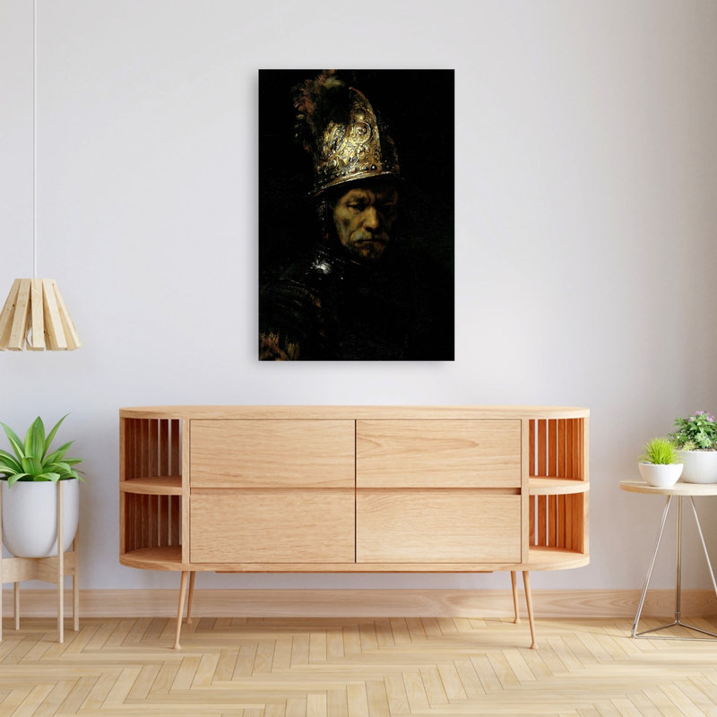 «Man with Helmet Classic», reproduction d'art mural contemporain, 48" H x 32" W