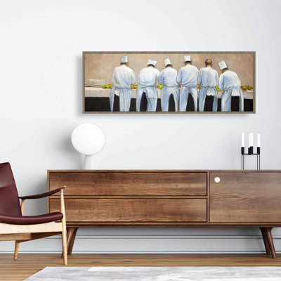 Cooks Chefs Working Together Framed Canvas | Kitchen Decor