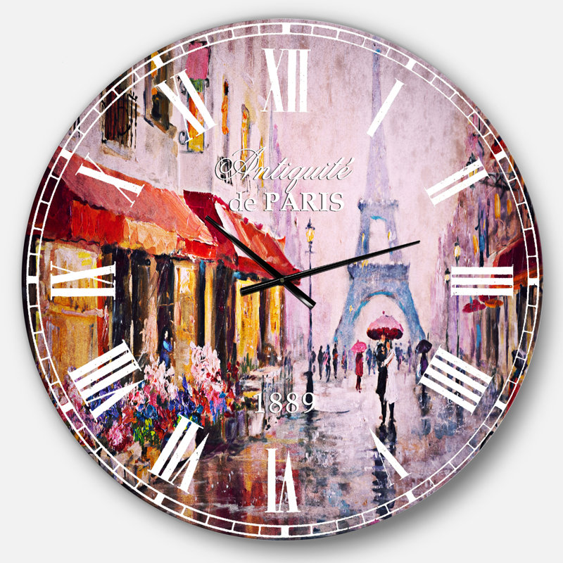 Lovers in Paris Eiffel Tower - Horloge murale industrielle, Surdimensionné