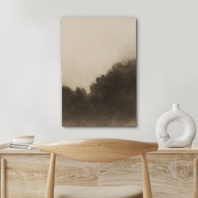 «Earthy Brown Abstract Misty Landscape Art», reproduction d'art sur toile encadrée