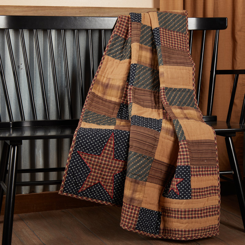 Patriotic Patchwork Cotton Reversible Throw Blanket