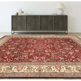 Hand Knotted Wool Oriental Area Rug in Red