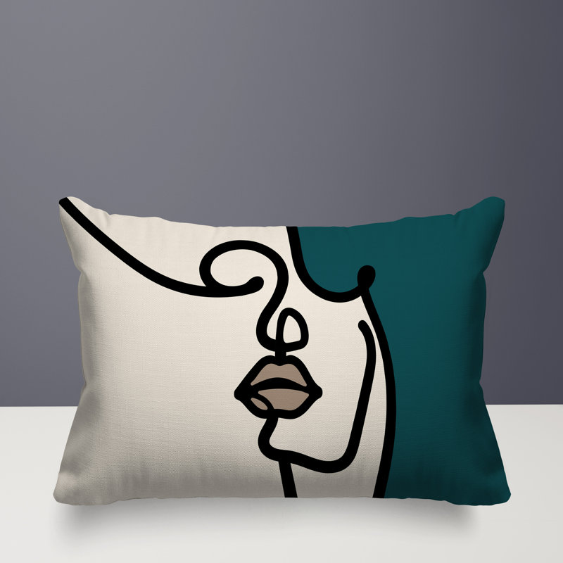 Coussin lombaire réversible intérieur / extérieur Jai Abstract, H 18 po x l 25 po, Émeraude