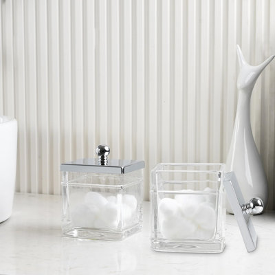  Ensemble de 2 pots de rangement en verre Apothecary - argent / chrome