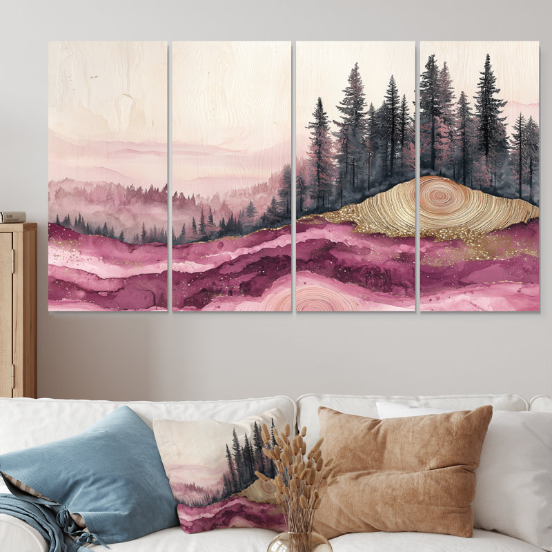 Ruby Crystal Lake Into The Pine Forest II - Lake Wall Decor - art mural maison de Lake Ho, H 28 po x l 48 po, 4